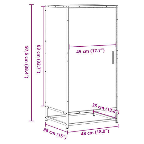 Schoenenrek 48x38x97,5 cm bewerkt hout bruin eikenkleurig - AllerleiShop