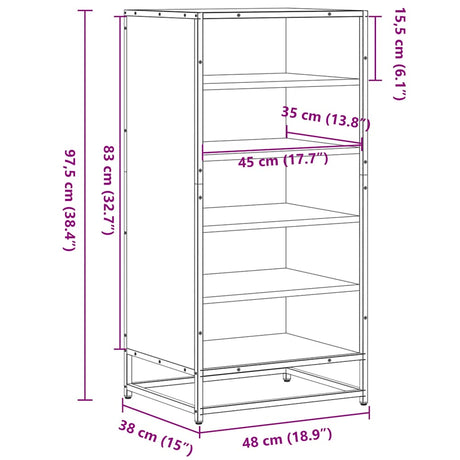 Schoenenrek 48x38x97,5 cm bewerkt hout zwart - AllerleiShop