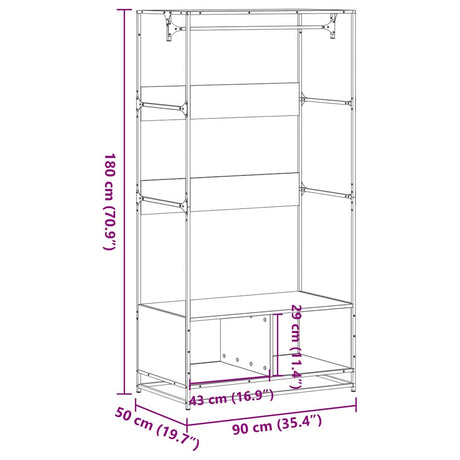 Kledingkast 90x50x180 cm bewerkt hout sonoma eikenkleurig - AllerleiShop