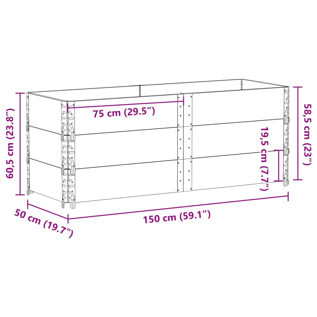 Plantenbak 150x50 cm massief grenenhout zwart - AllerleiShop