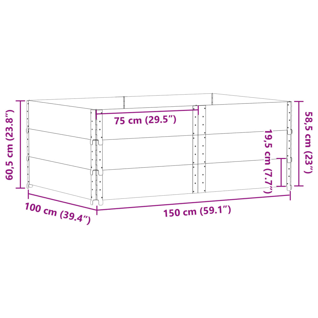 Plantenbak 150x100 cm massief grenenhout zwart - AllerleiShop