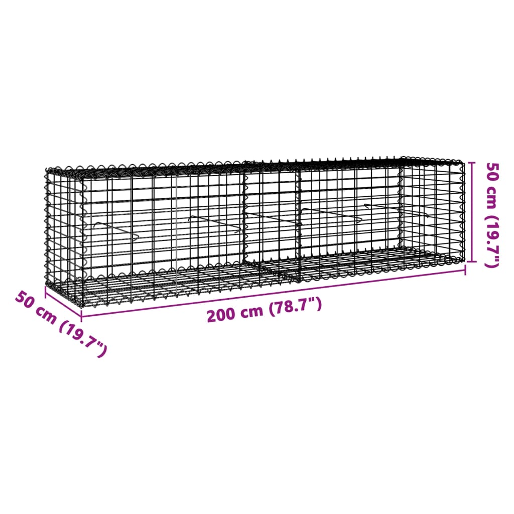 Schanskorf 200x50x50 cm gegalvaniseerd ijzer zilverkleurig - AllerleiShop