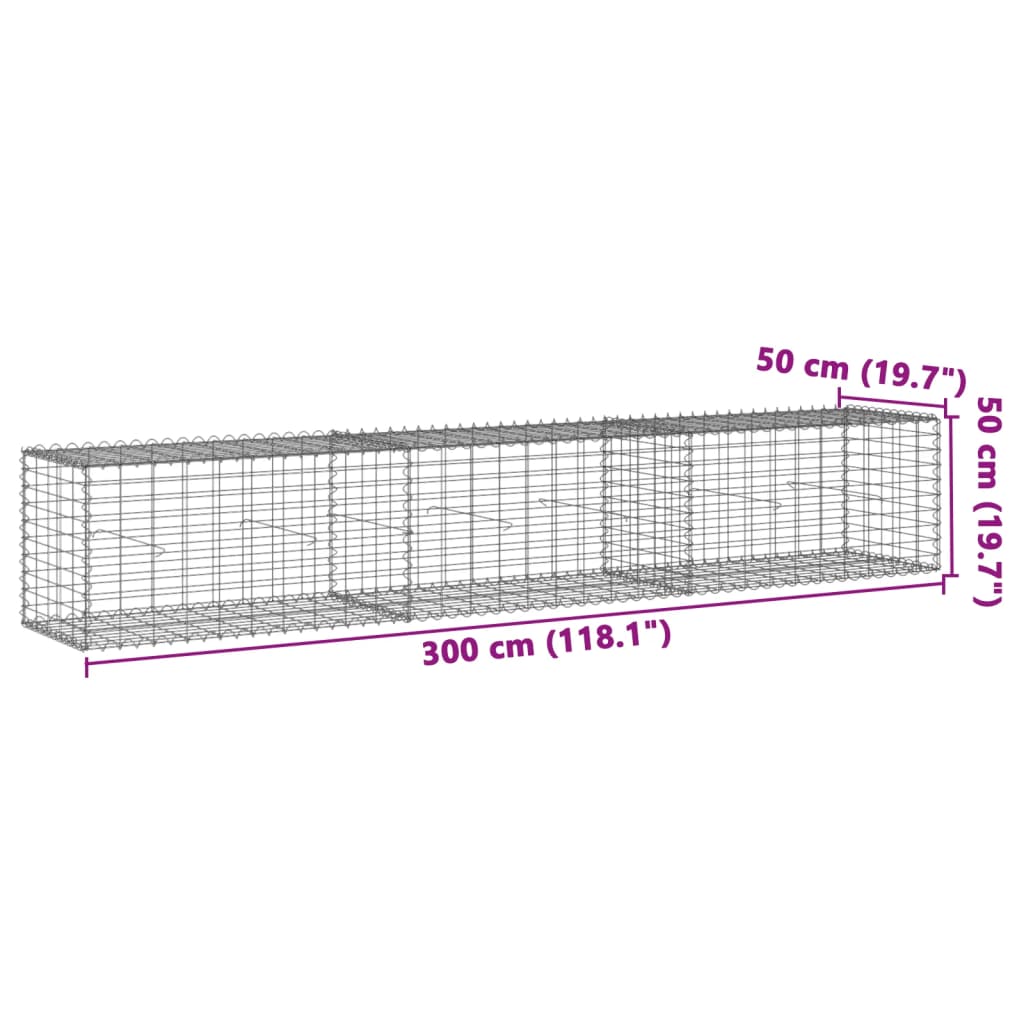 Schanskorf 300x50x50 cm gegalvaniseerd ijzer zilverkleurig - AllerleiShop