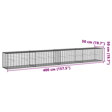 Schanskorf 400x50x50 cm gegalvaniseerd ijzer zilverkleurig - AllerleiShop