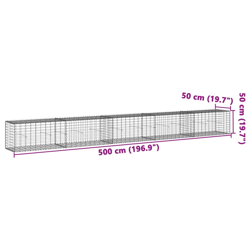 Schanskorf 500x50x50 cm gegalvaniseerd ijzer zilverkleurig - AllerleiShop