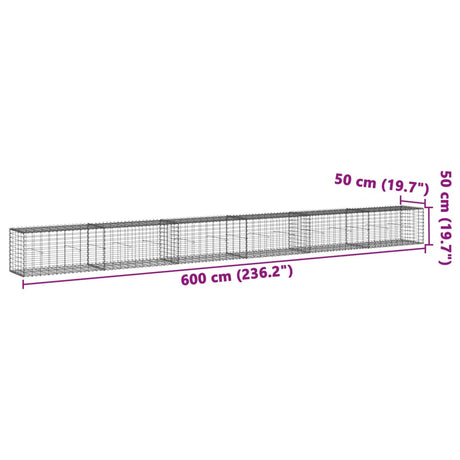 Schanskorf 600x50x50 cm gegalvaniseerd ijzer zilverkleurig - AllerleiShop