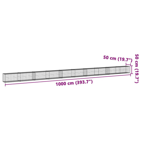 Schanskorf 1000x50x50 cm gegalvaniseerd ijzer zilverkleurig - AllerleiShop