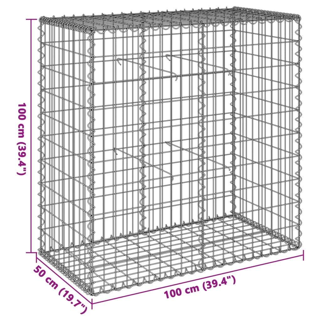 Schanskorf 100x50x100 cm gegalvaniseerd ijzer zilverkleurig - AllerleiShop