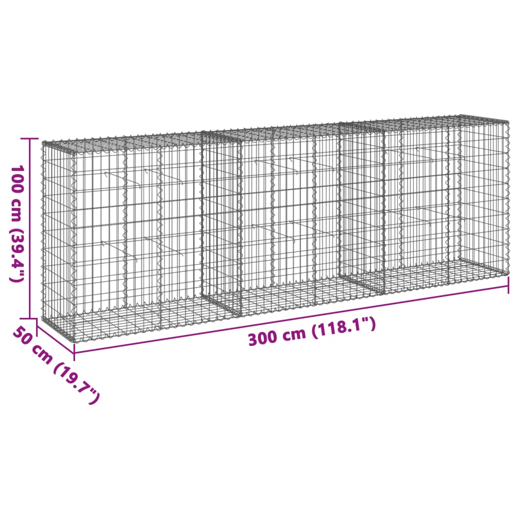 Schanskorf 300x50x100 cm gegalvaniseerd ijzer zilverkleurig - AllerleiShop