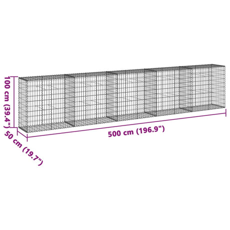 Schanskorf 500x50x100 cm gegalvaniseerd ijzer zilverkleurig - AllerleiShop