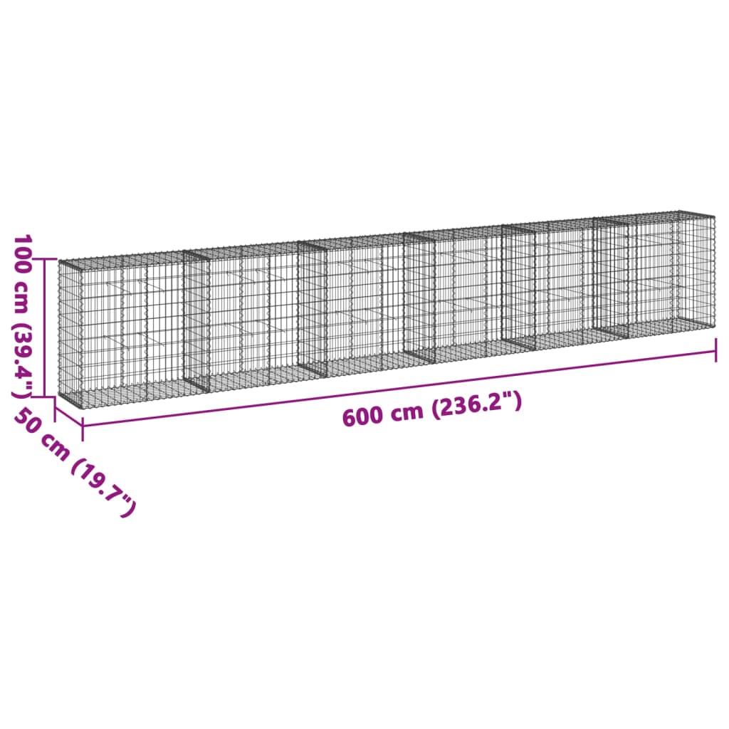 Schanskorf 600x50x100 cm gegalvaniseerd ijzer zilverkleurig - AllerleiShop