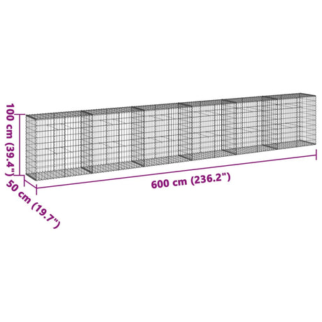 Schanskorf 600x50x100 cm gegalvaniseerd ijzer zilverkleurig - AllerleiShop