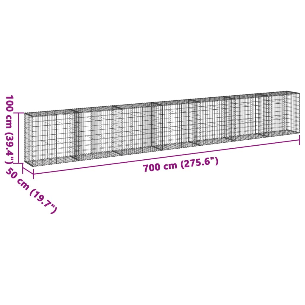 Schanskorf 700x50x100 cm gegalvaniseerd ijzer zilverkleurig - AllerleiShop