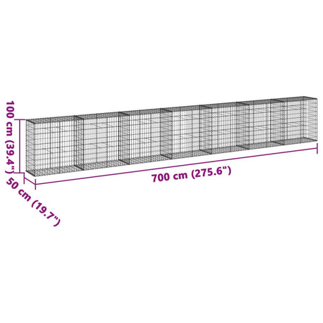 Schanskorf 700x50x100 cm gegalvaniseerd ijzer zilverkleurig - AllerleiShop