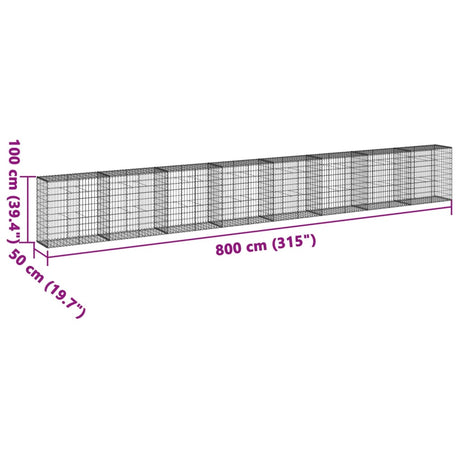 Schanskorf 800x50x100 cm gegalvaniseerd ijzer zilverkleurig - AllerleiShop