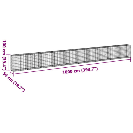 Schanskorf 1000x50x100 cm gegalvaniseerd ijzer zilverkleurig - AllerleiShop