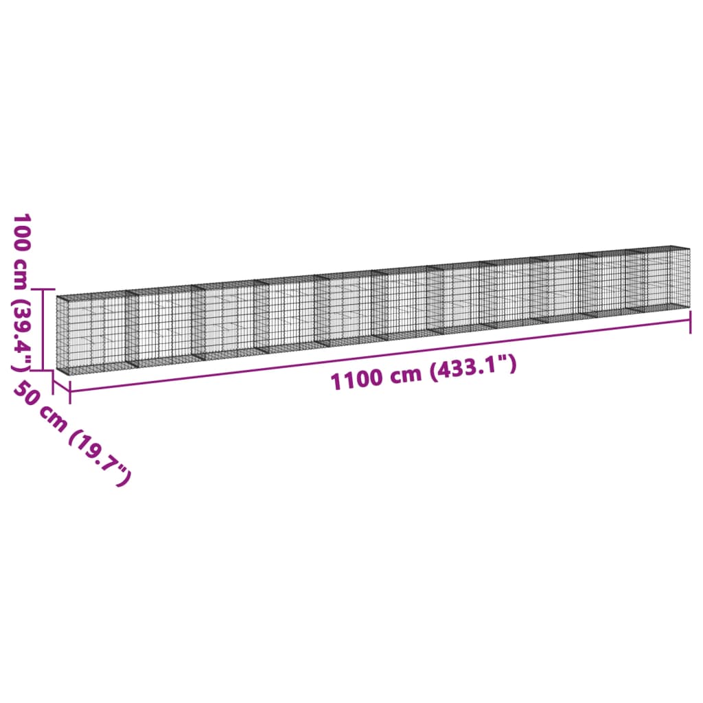 Schanskorf 1100x50x100 cm gegalvaniseerd ijzer zilverkleurig - AllerleiShop