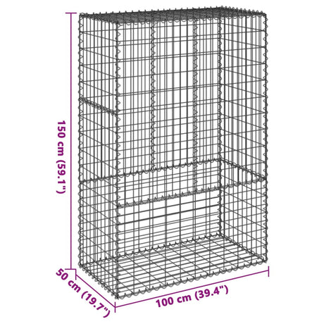 Schanskorf 100x50x150 cm gegalvaniseerd ijzer zilverkleurig - AllerleiShop