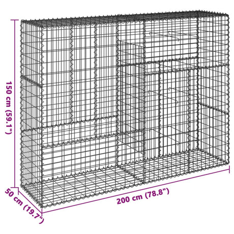 Schanskorf 200x50x150 cm gegalvaniseerd ijzer zilverkleurig - AllerleiShop