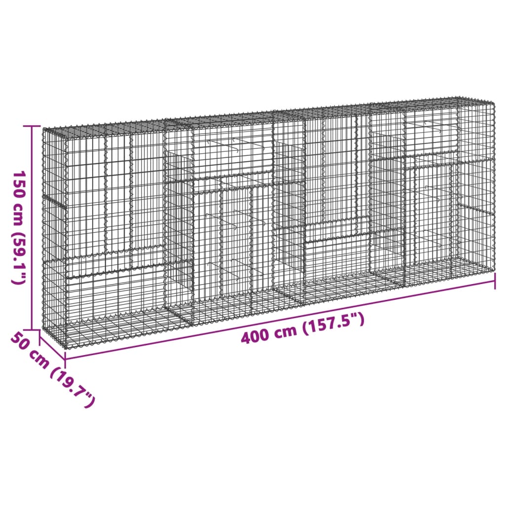 Schanskorf 400x50x150 cm gegalvaniseerd ijzer zilverkleurig - AllerleiShop