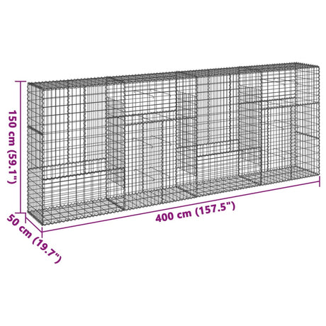 Schanskorf 400x50x150 cm gegalvaniseerd ijzer zilverkleurig - AllerleiShop