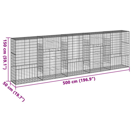 Schanskorf 500x50x150 cm gegalvaniseerd ijzer zilverkleurig - AllerleiShop