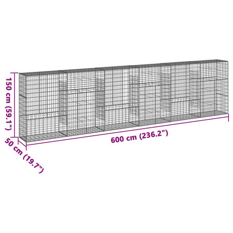 Schanskorf 600x50x150 cm gegalvaniseerd ijzer zilverkleurig - AllerleiShop