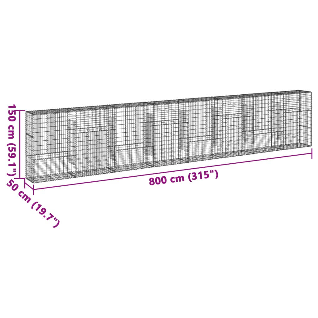 Schanskorf 800x50x150 cm gegalvaniseerd ijzer zilverkleurig - AllerleiShop