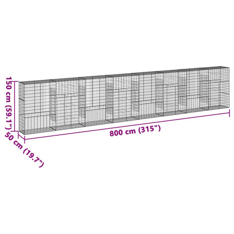 Schanskorf 800x50x150 cm gegalvaniseerd ijzer zilverkleurig - AllerleiShop