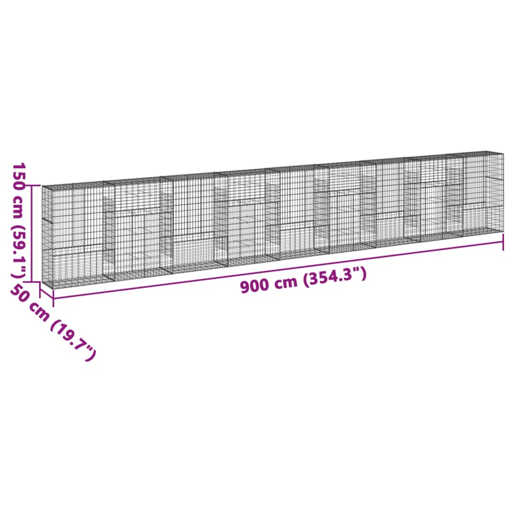 Schanskorf 900x50x150 cm gegalvaniseerd ijzer zilverkleurig - AllerleiShop