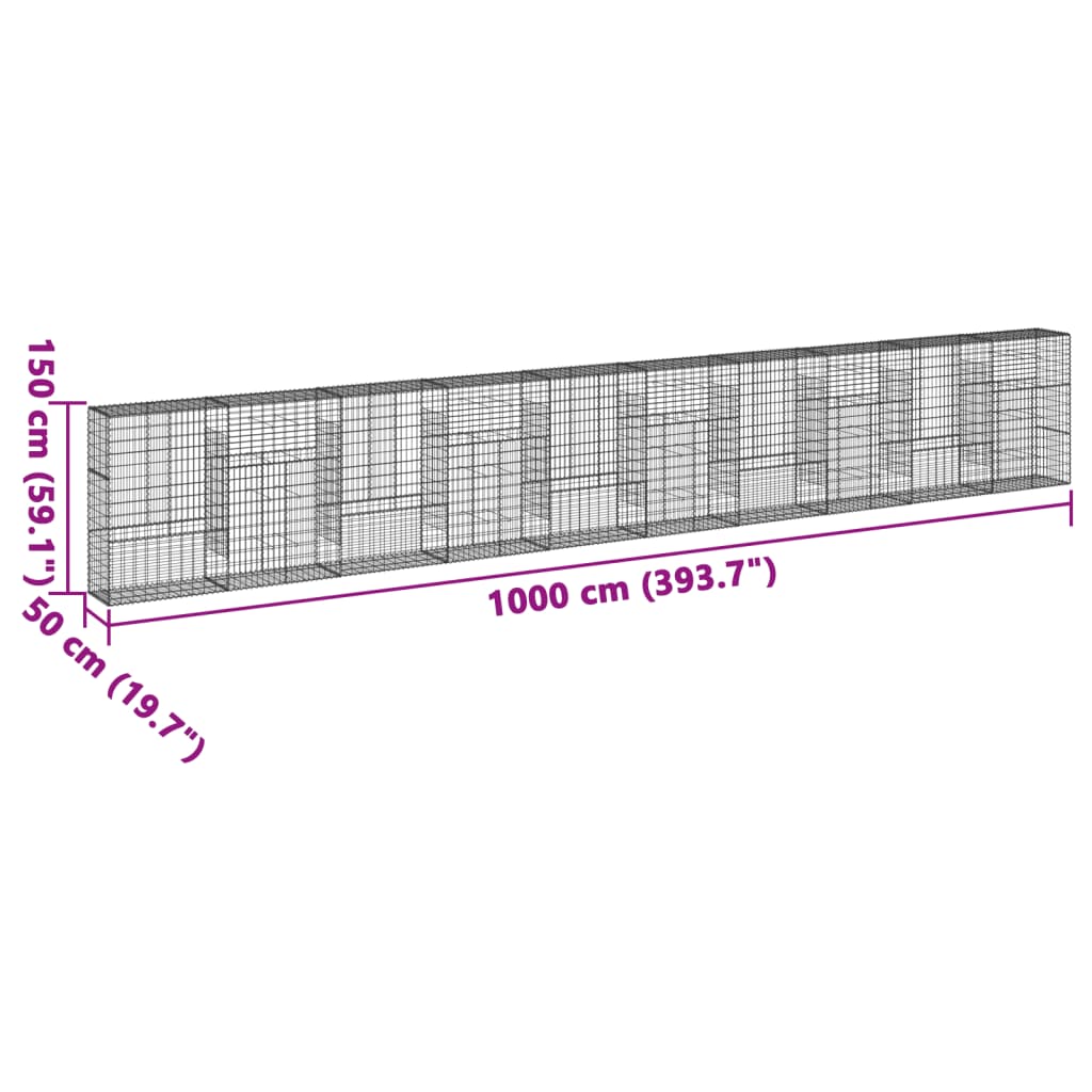 Schanskorf 1000x50x150 cm gegalvaniseerd ijzer zilverkleurig - AllerleiShop