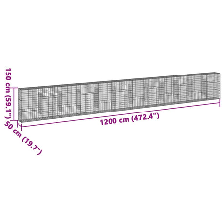 Schanskorf 1200x50x150 cm gegalvaniseerd ijzer zilverkleurig - AllerleiShop