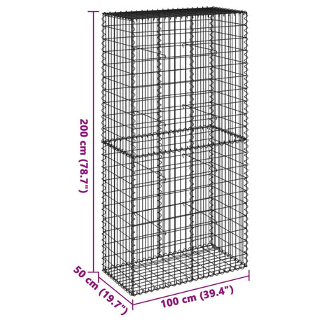 Schanskorf 100x50x200 cm gegalvaniseerd ijzer zilverkleurig - AllerleiShop