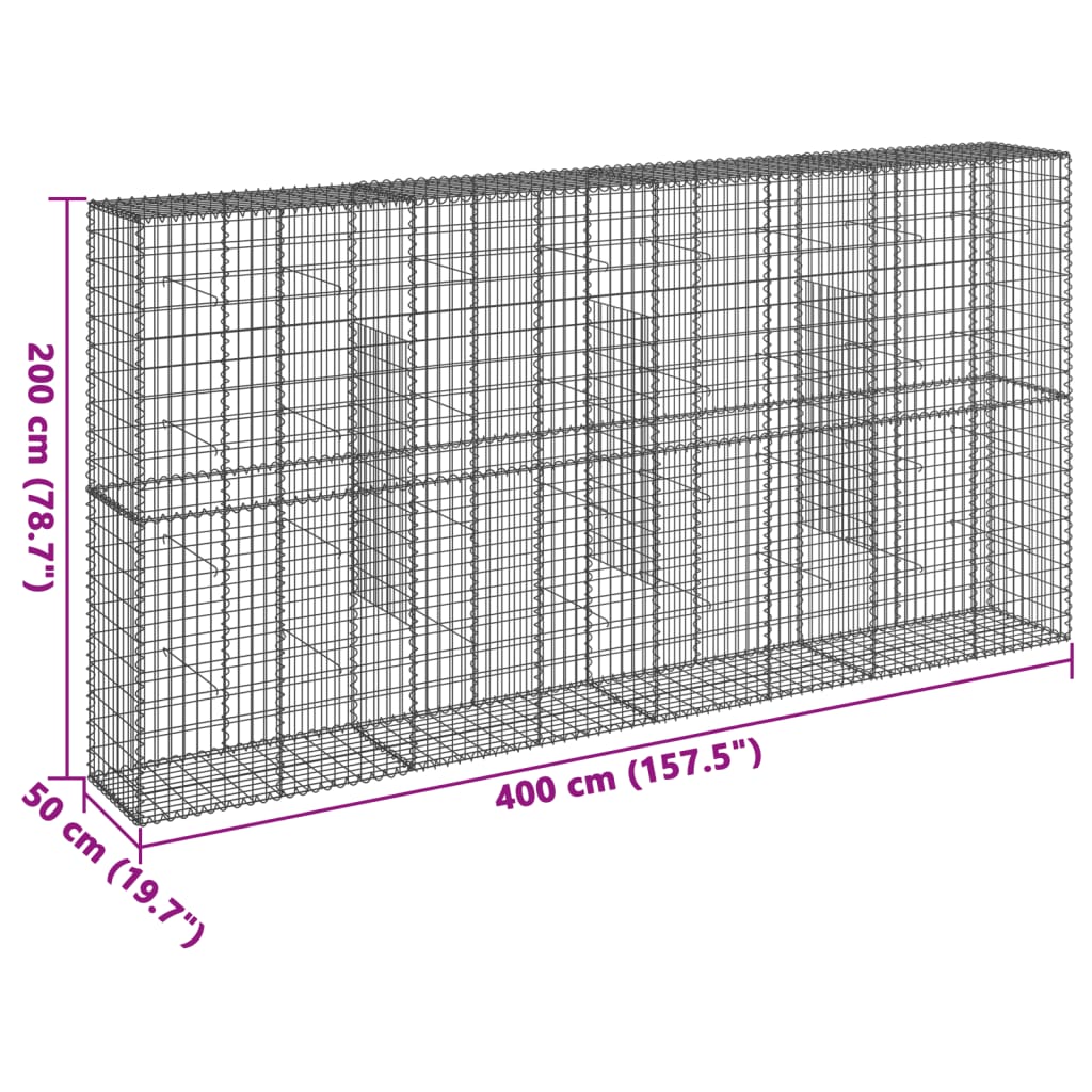 Schanskorf 400x50x200 cm gegalvaniseerd ijzer zilverkleurig - AllerleiShop