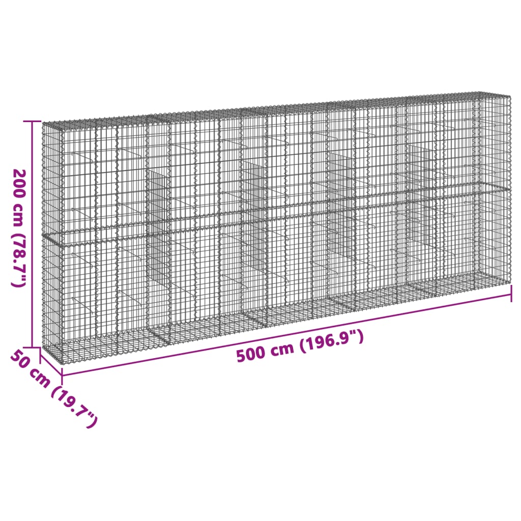 Schanskorf 500x50x200 cm gegalvaniseerd ijzer zilverkleurig - AllerleiShop