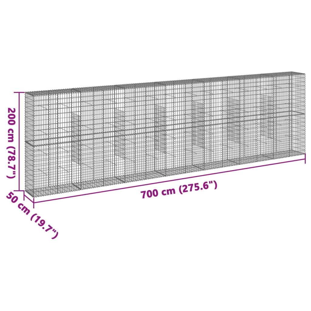 Schanskorf 700x50x200 cm gegalvaniseerd ijzer zilverkleurig - AllerleiShop