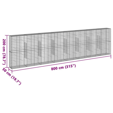 Schanskorf 800x50x200 cm gegalvaniseerd ijzer zilverkleurig - AllerleiShop