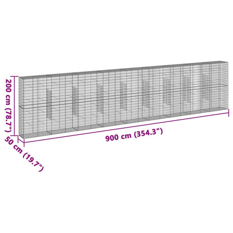 Schanskorf 900x50x200 cm gegalvaniseerd ijzer zilverkleurig - AllerleiShop