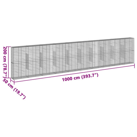 Schanskorf 1000x50x200 cm gegalvaniseerd ijzer zilverkleurig - AllerleiShop