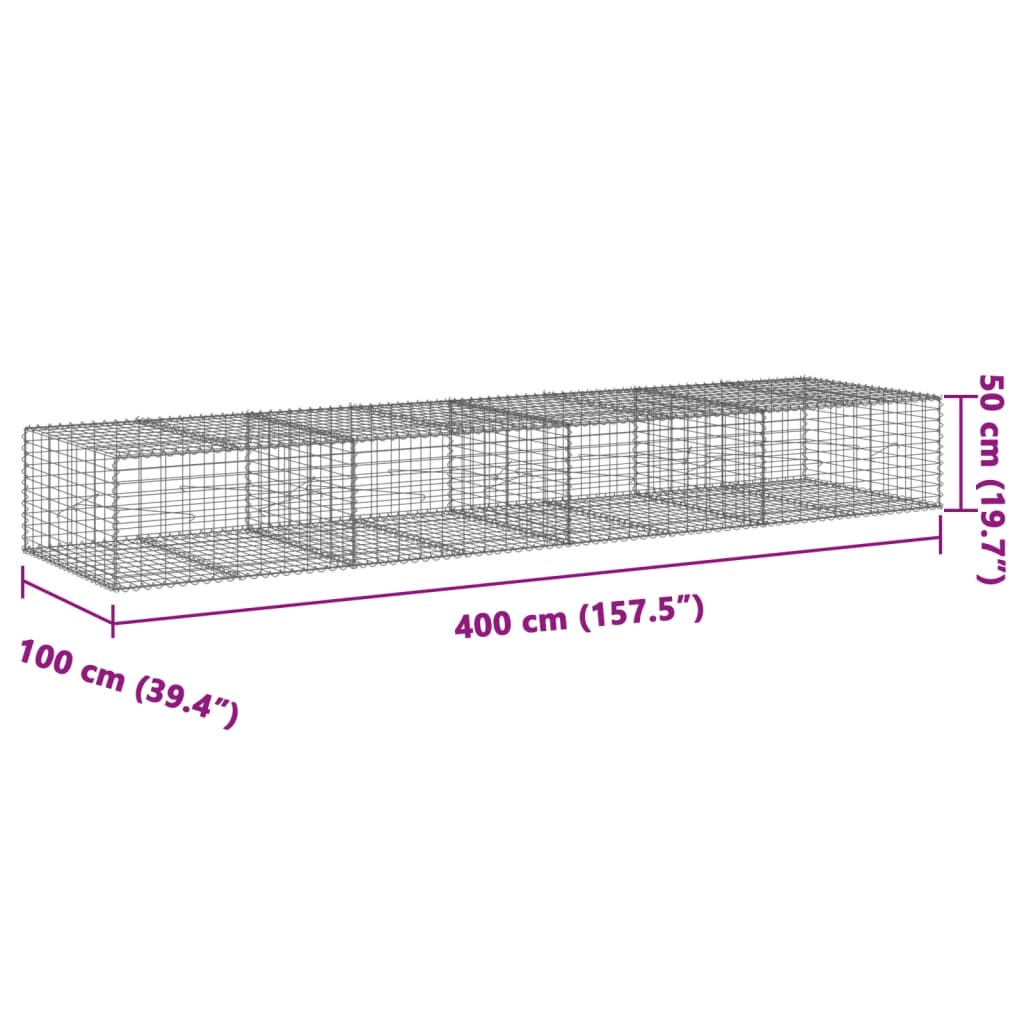 Schanskorf 400x100x50 cm gegalvaniseerd ijzer zilverkleurig - AllerleiShop