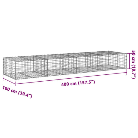 Schanskorf 400x100x50 cm gegalvaniseerd ijzer zilverkleurig - AllerleiShop