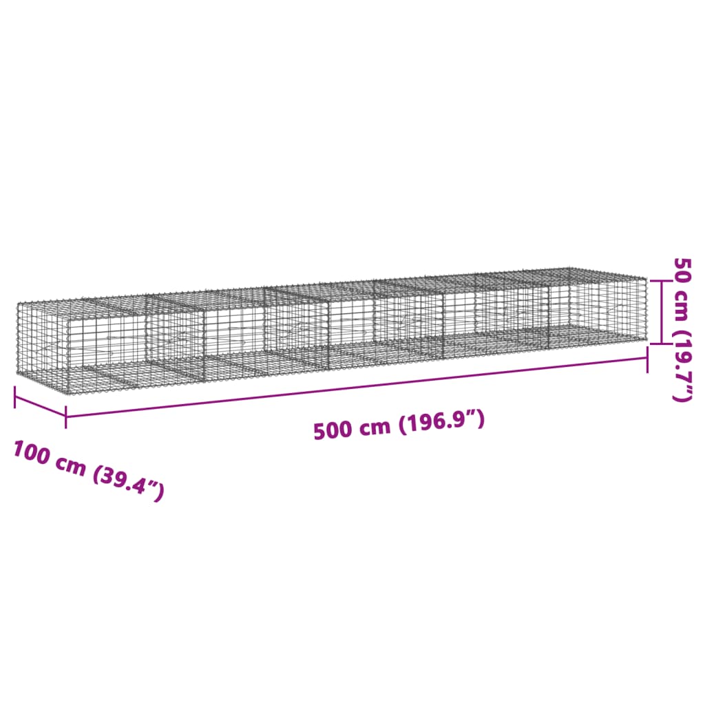 Schanskorf 500x100x50 cm gegalvaniseerd ijzer zilverkleurig - AllerleiShop