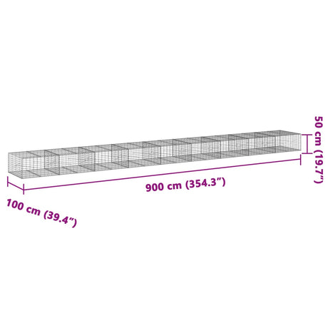 Schanskorf 900x100x50 cm gegalvaniseerd ijzer zilverkleurig - AllerleiShop