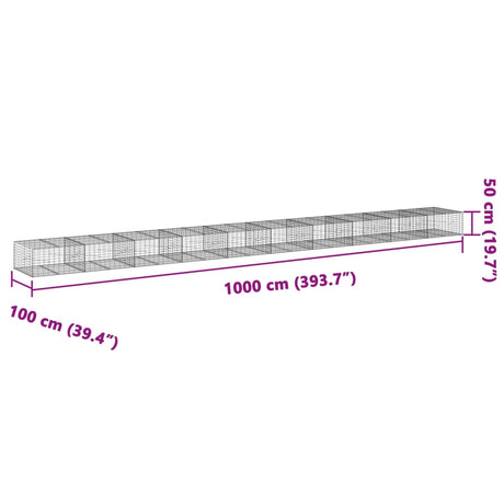 Schanskorf 1000x100x50 cm gegalvaniseerd ijzer zilverkleurig - AllerleiShop