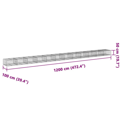 Schanskorf 1200x100x50 cm gegalvaniseerd ijzer zilverkleurig - AllerleiShop