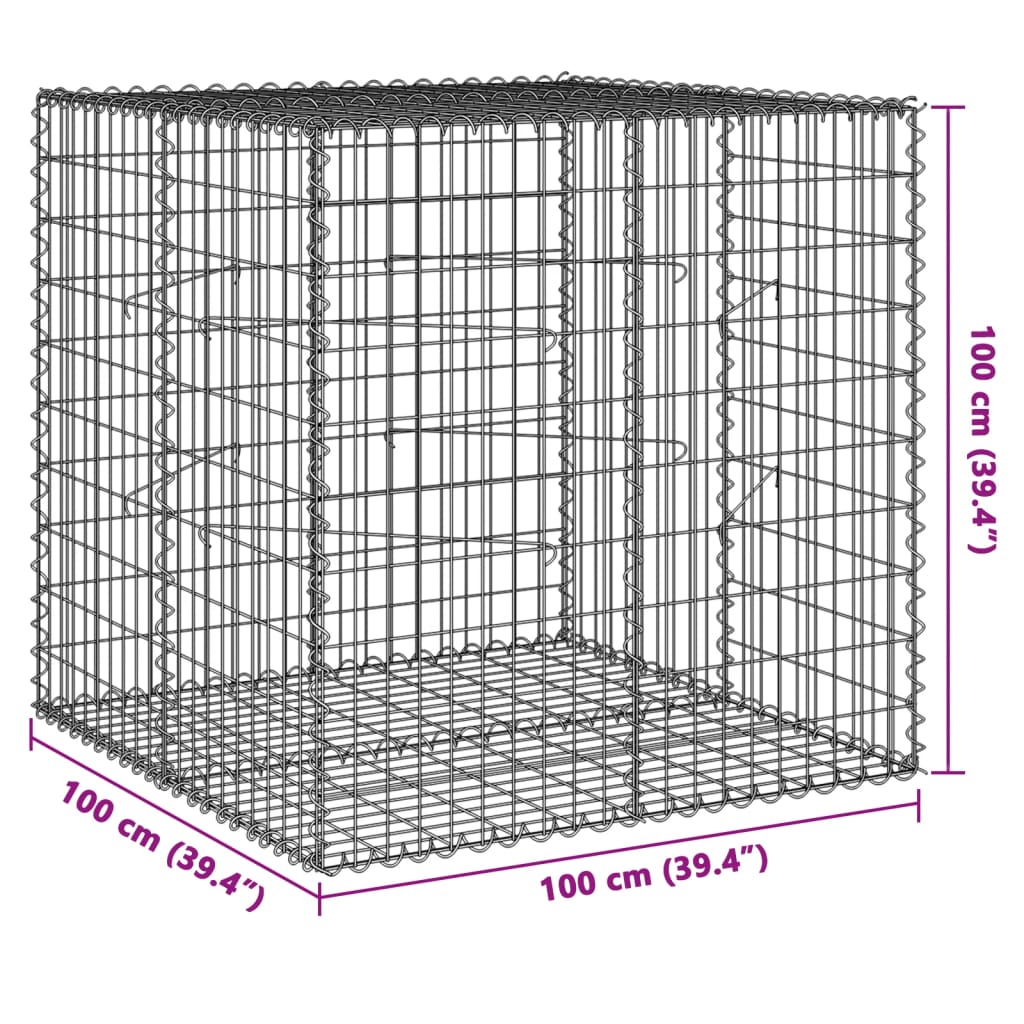 Schanskorf 100x100x100 cm gegalvaniseerd ijzer zilverkleurig - AllerleiShop