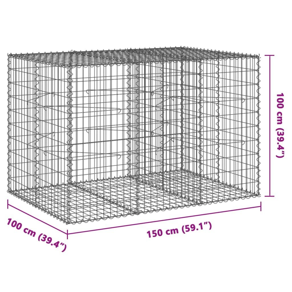 Schanskorf 150x100x100 cm gegalvaniseerd ijzer zilverkleurig - AllerleiShop