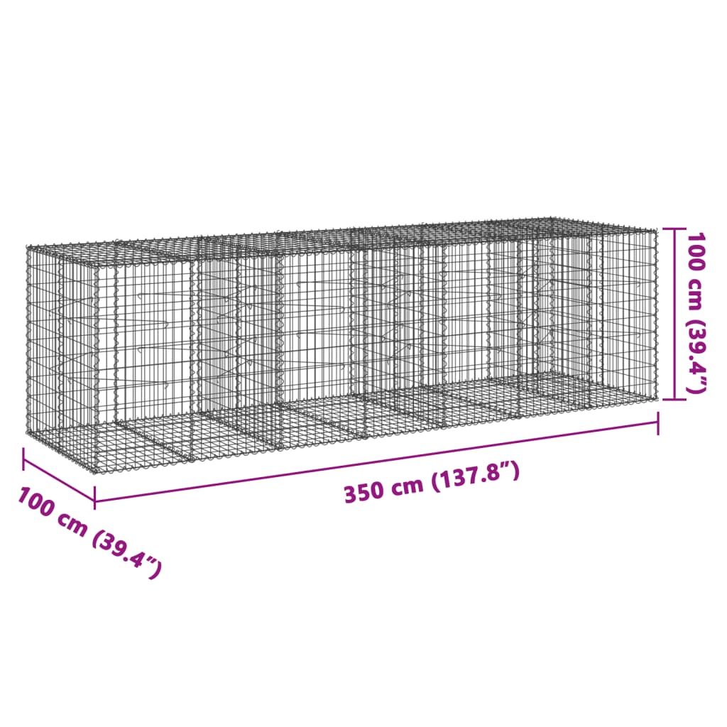 Schanskorf 350x100x100 cm gegalvaniseerd ijzer zilverkleurig - AllerleiShop