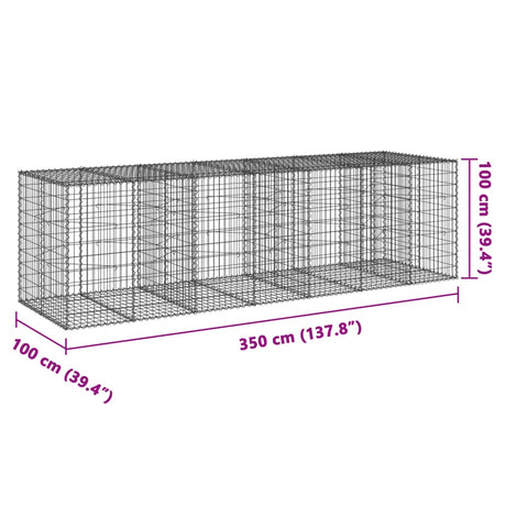 Schanskorf 350x100x100 cm gegalvaniseerd ijzer zilverkleurig - AllerleiShop