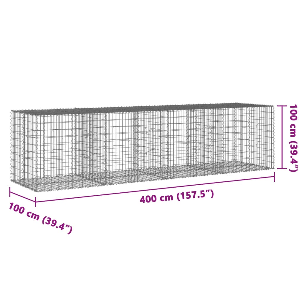 Schanskorf 400x100x100 cm gegalvaniseerd ijzer zilverkleurig - AllerleiShop